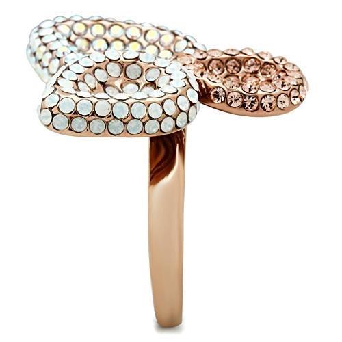 GL219 - IP Rose Gold(Ion Plating) Brass Ring with Top Grade Crystal  in Multi Color-3