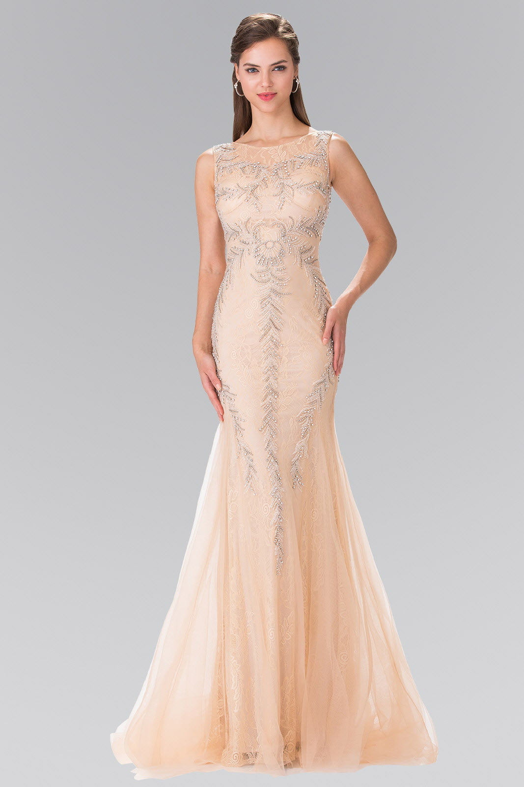 Beaded Lace Mermaid Skirt Dress Tux-USA