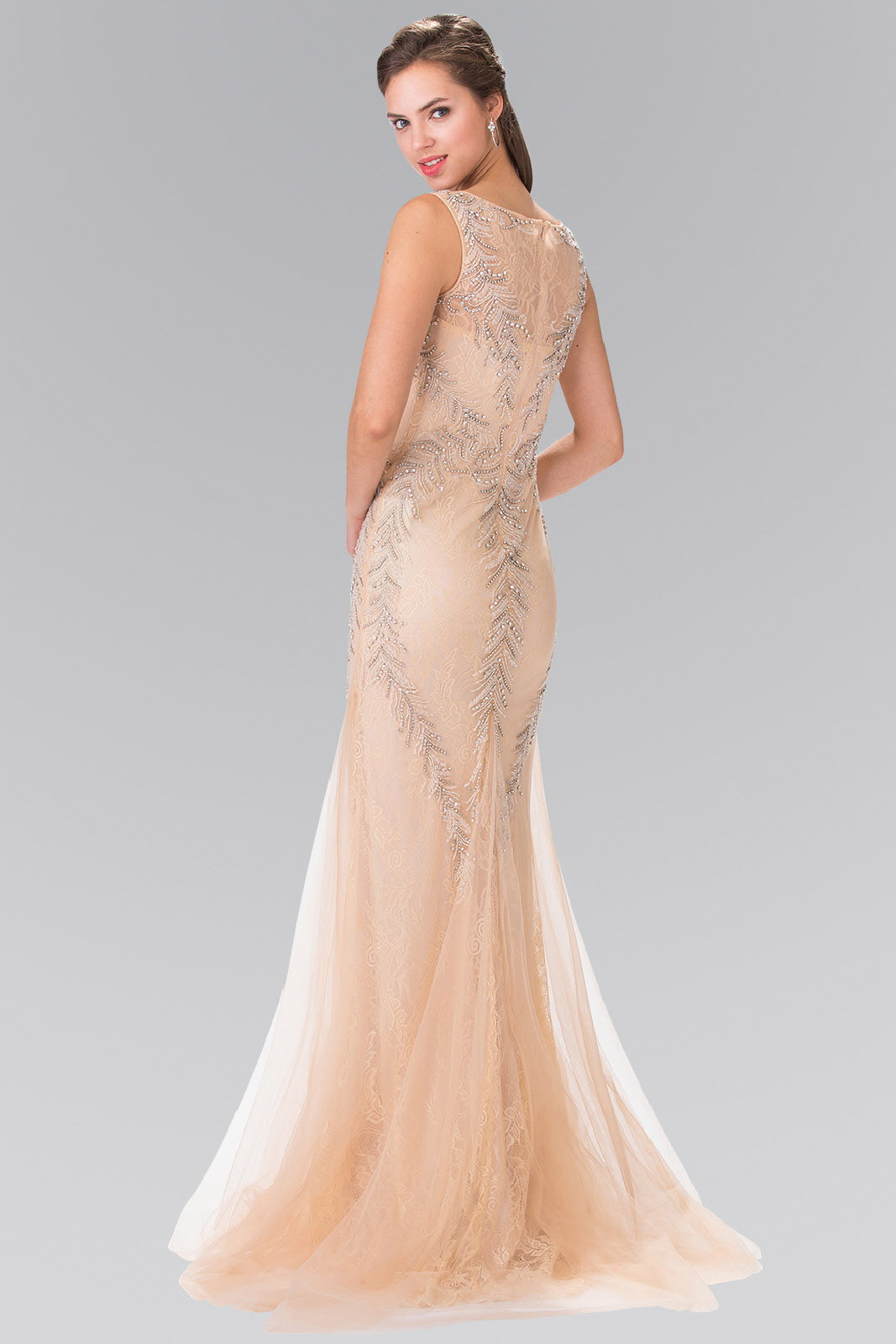 Beaded Lace Mermaid Skirt Dress Tux-USA