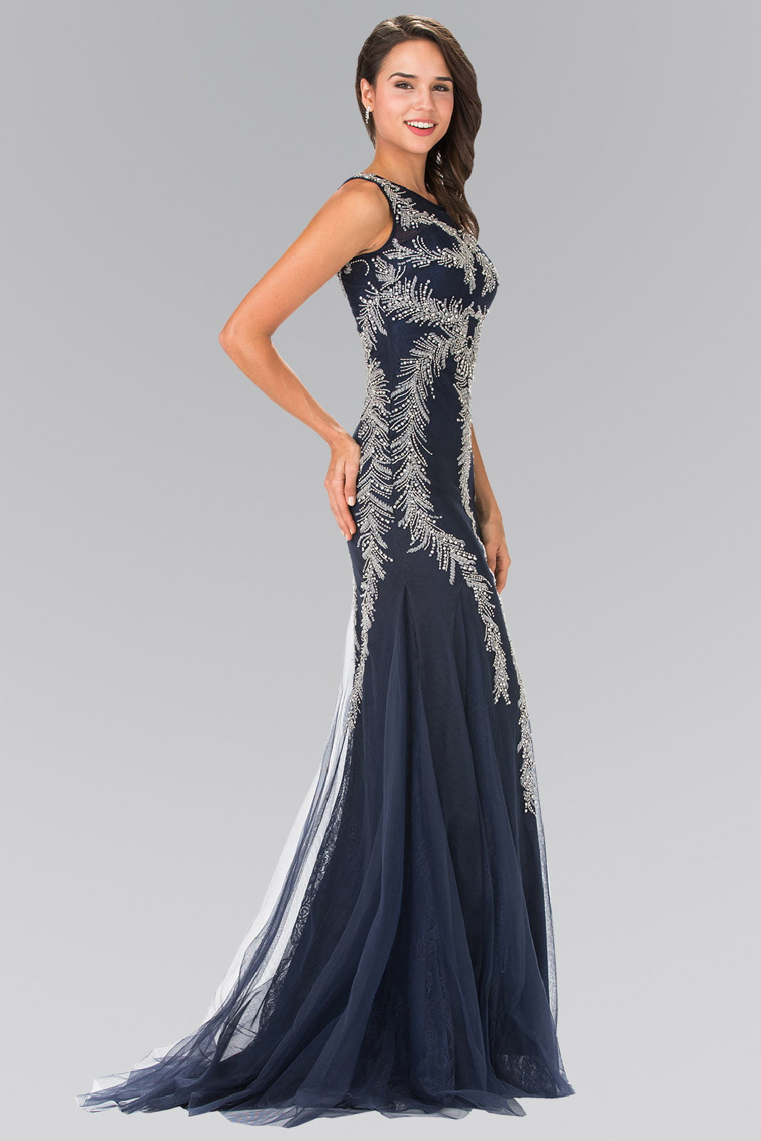 Beaded Lace Mermaid Skirt Dress Tux-USA