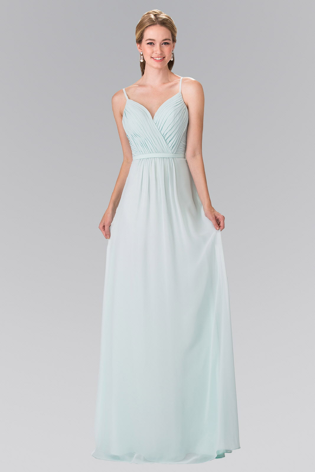 Sweetheart Spaghetti Strap Long Chiffon Dress Tux-USA