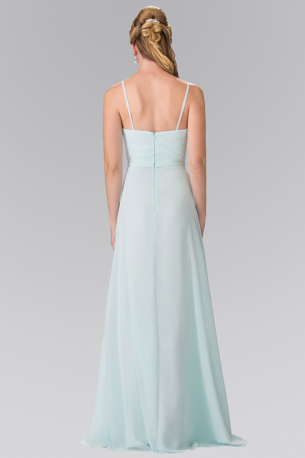 Sweetheart Spaghetti Strap Long Chiffon Dress Tux-USA