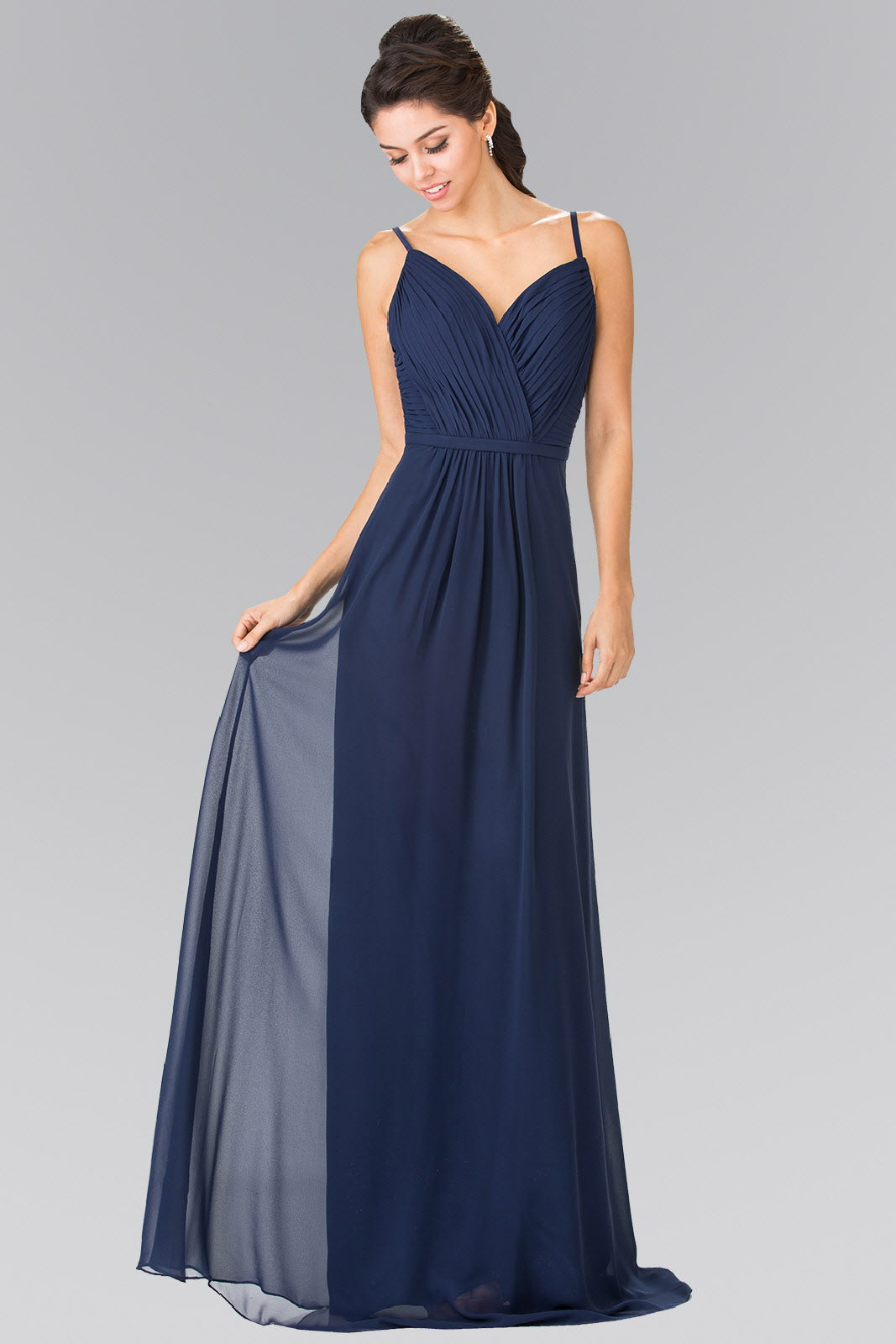 Sweetheart Spaghetti Strap Long Chiffon Dress Tux-USA