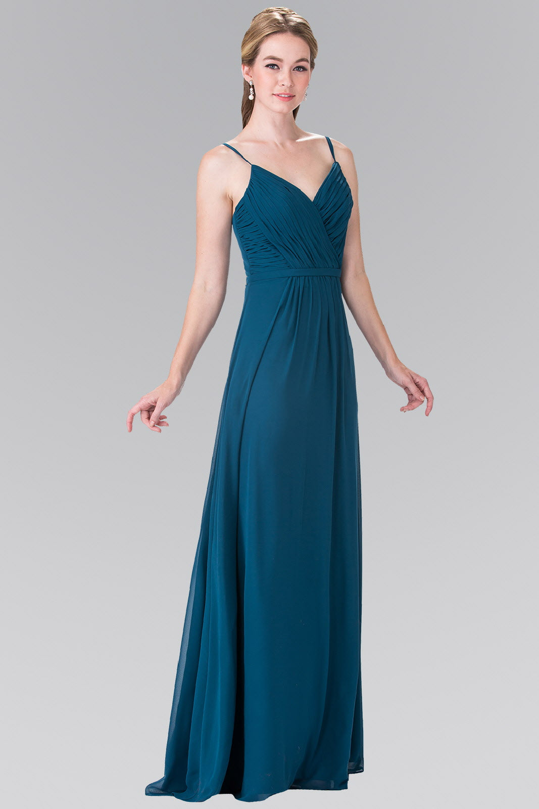 Sweetheart Spaghetti Strap Long Chiffon Dress Tux-USA