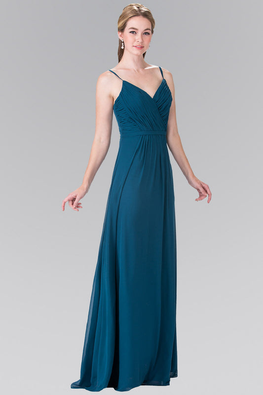 Sweetheart Spaghetti Strap Long Chiffon Dress Tux-USA