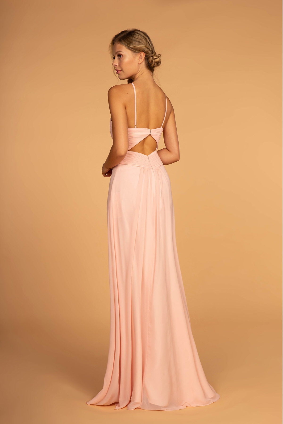 Chiffon Ruched-Bodice Long Dress Tux-USA