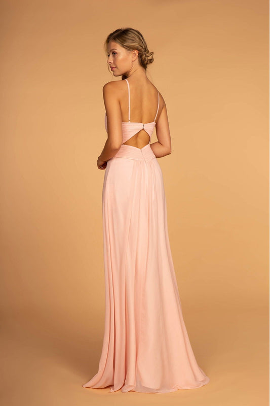 Chiffon Ruched-Bodice Long Dress Tux-USA