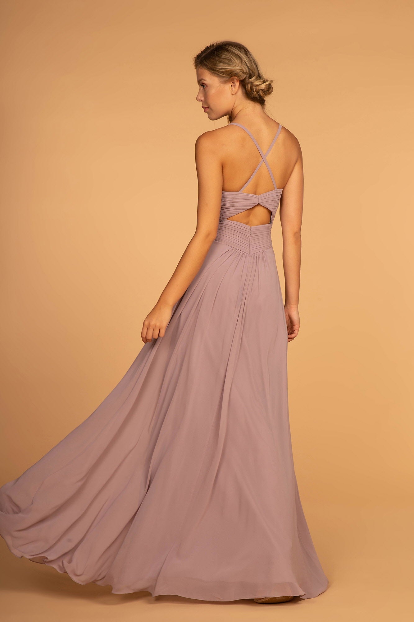 Chiffon Ruched Bodice Long Dress Tux-USA