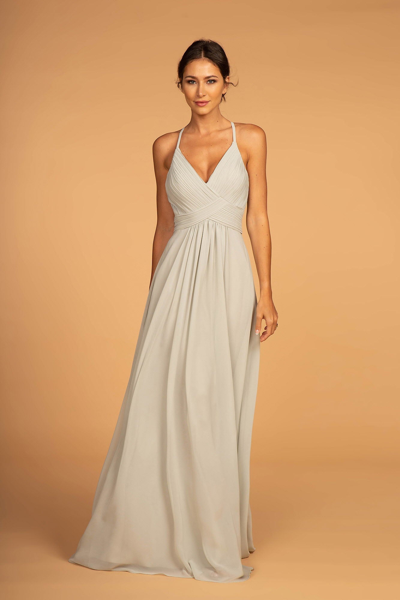 Chiffon Ruched Bodice Long Dress Tux-USA