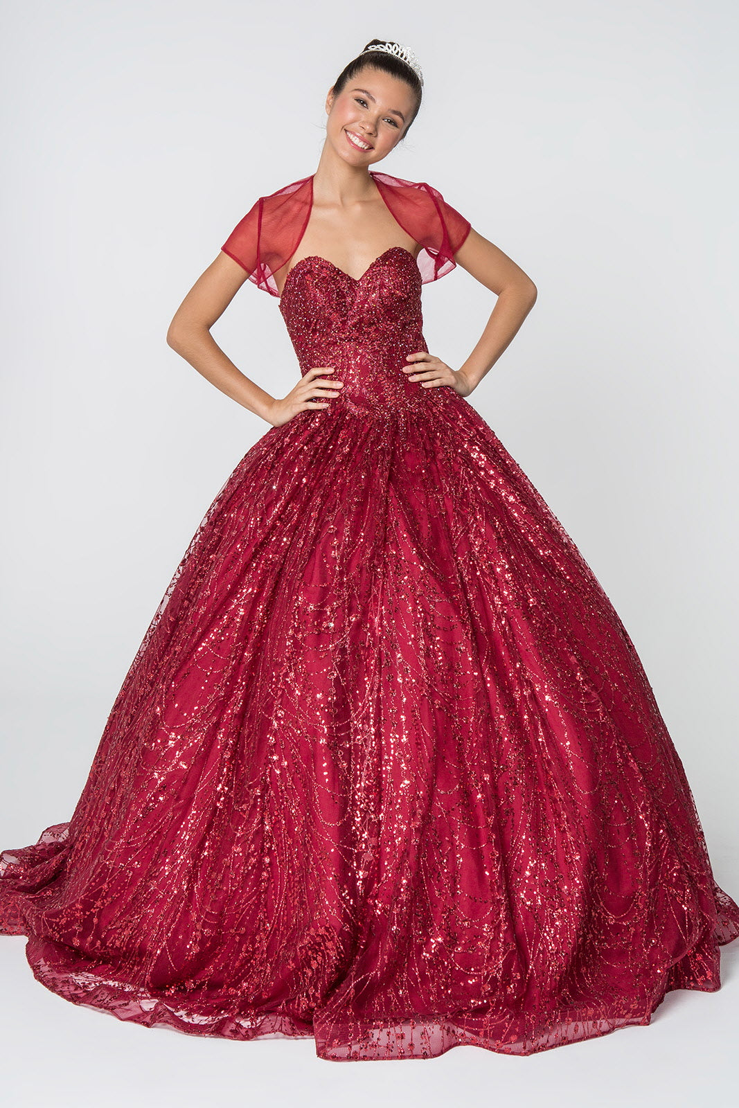 Glitter and Jewel Embellished Quinceanera Dress Tux-USA