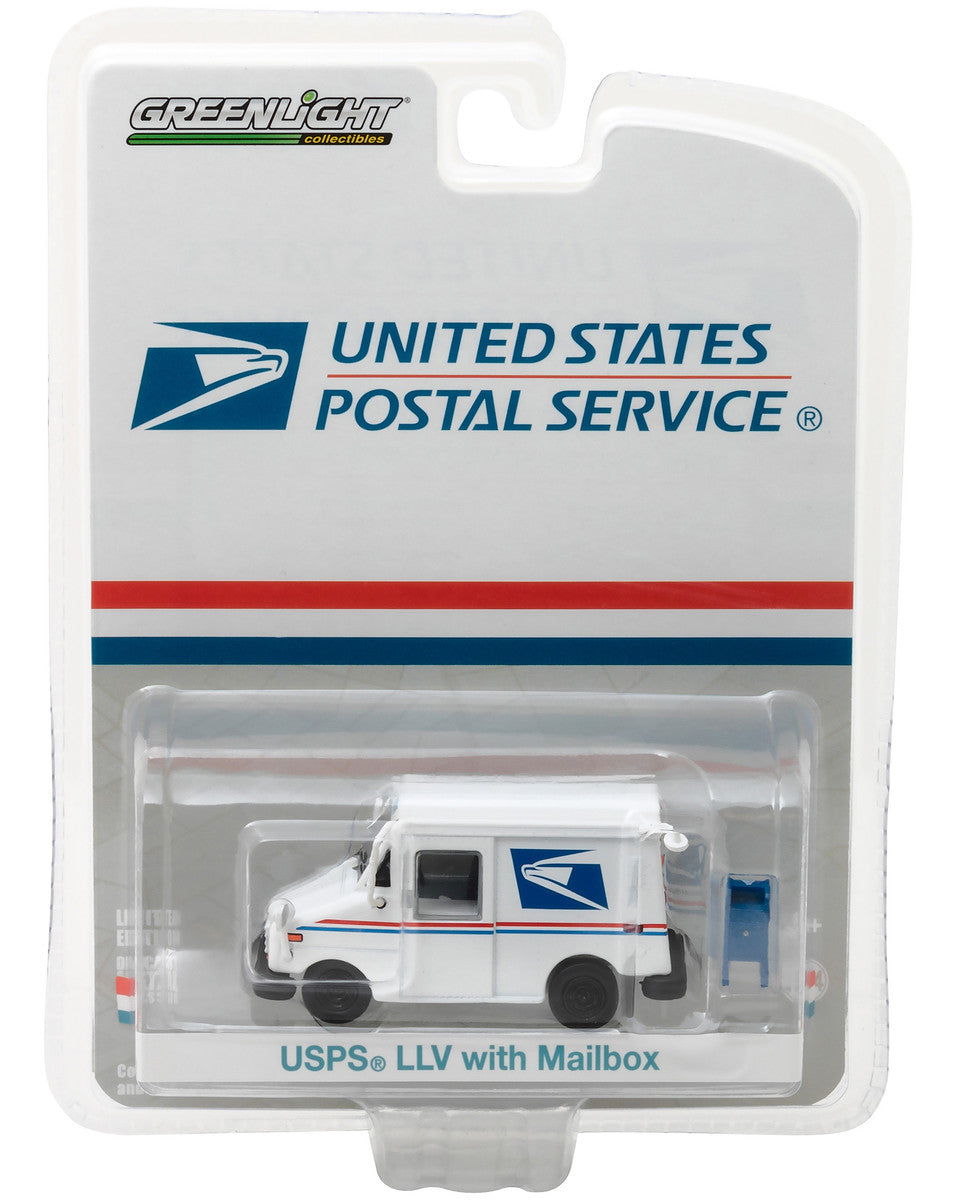 "United States Postal Service" (USPS) Long Life Postal Mail Delivery Vehicle (LLV) with Mailbox Accessory "Hobby Exclusive" 1/64 Diecast Model Car by Greenlight Greenlight