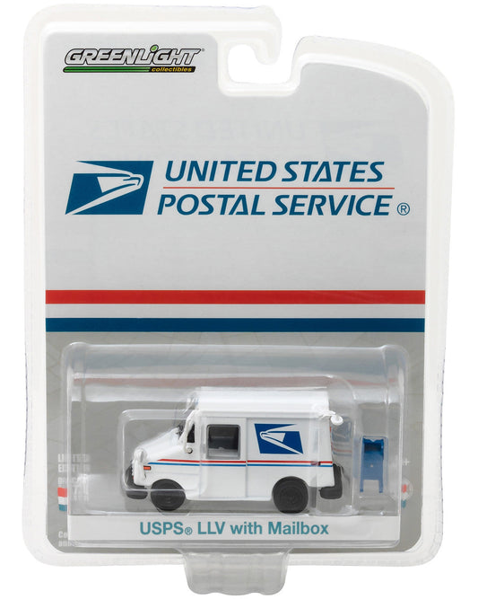 "United States Postal Service" (USPS) Long Life Postal Mail Delivery Vehicle (LLV) with Mailbox Accessory "Hobby Exclusive" 1/64 Diecast Model Car by Greenlight Greenlight