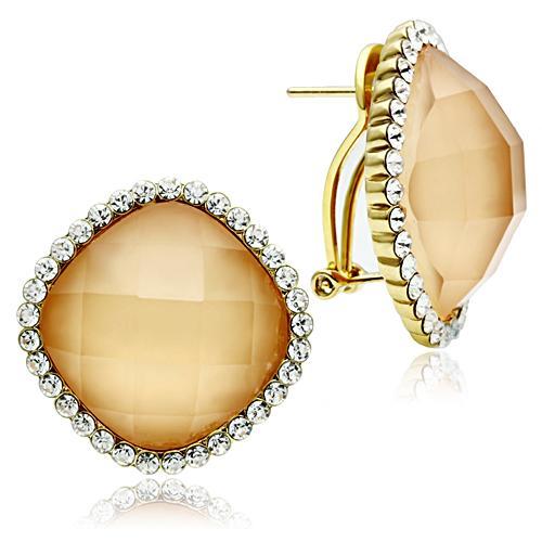 GL345 - IP Gold(Ion Plating) Brass Earrings with Synthetic Synthetic Stone in Orange-1