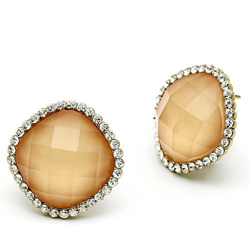 GL345 - IP Gold(Ion Plating) Brass Earrings with Synthetic Synthetic Stone in Orange-0