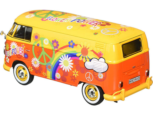 Volkswagen Type 2 (T1) Delivery Van Flower Power 1/24 Diecast Car Model by Motormax Motormax