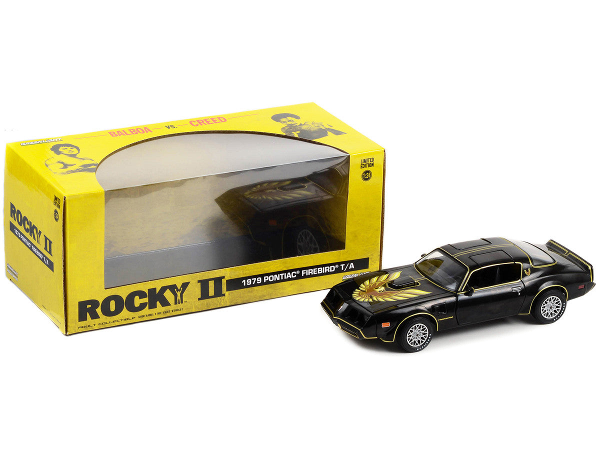1979 Pontiac Firebird T/A Trans Am Black with Hood Phoenix "Rocky II" (1979) Movie 1/24 Diecast Model Car by Greenlight Greenlight