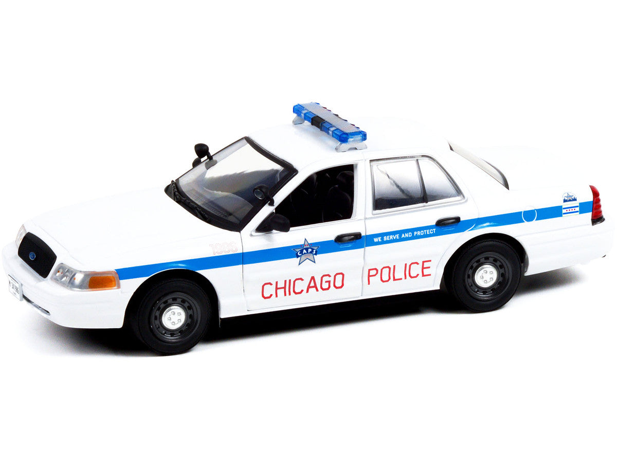 2008 Ford Crown Victoria Police Interceptor "CAPS" White with Blue Stripes "Chicago Police Department" "Hot Pursuit" Series 1/24 Diecast Model Car by Greenlight Greenlight