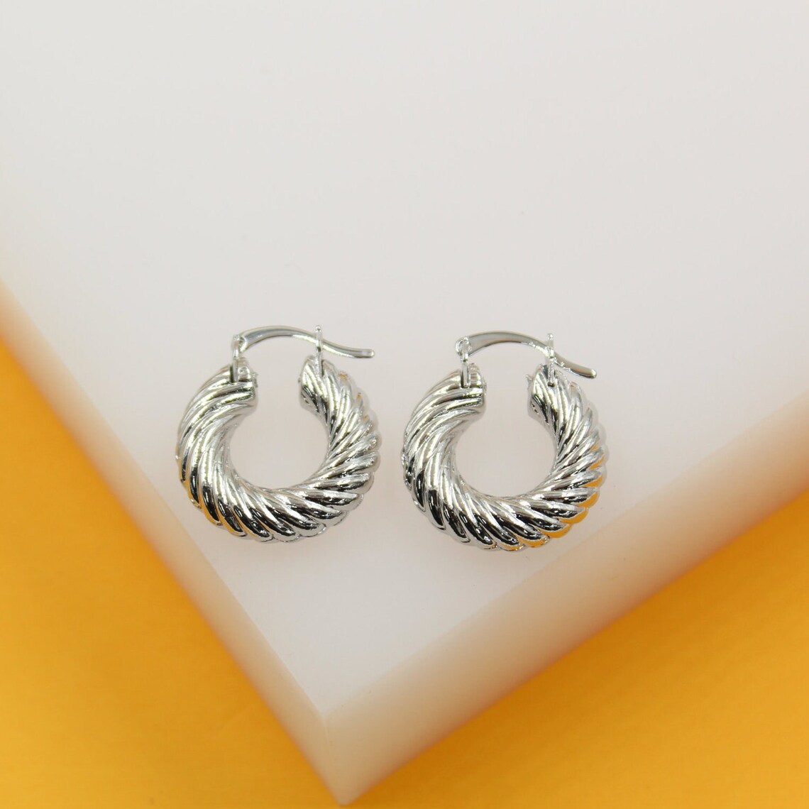18K Gold Filled Croissant Twist Hoops Earrings (K61) MIA Jewelry