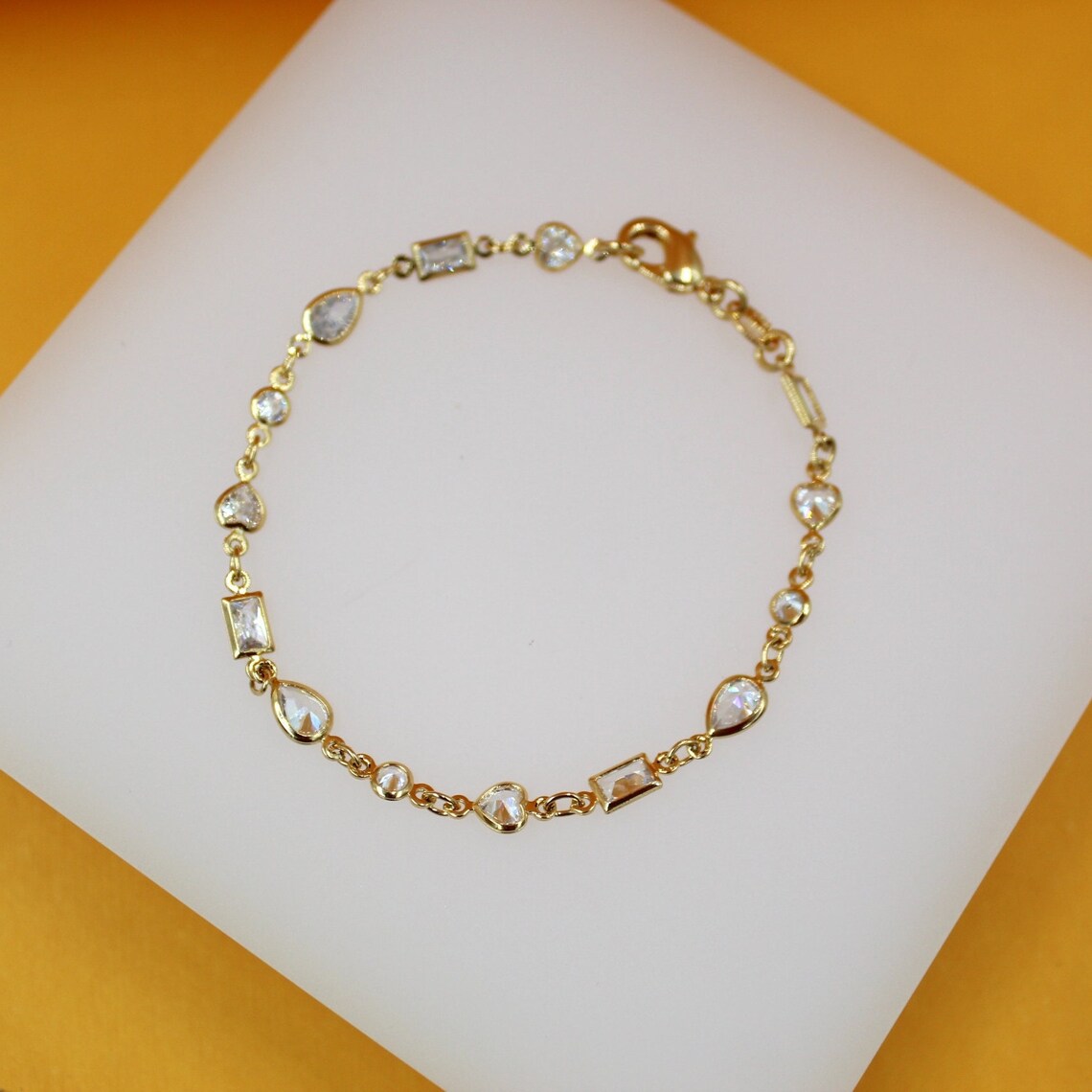 Clear CZ Stone Shape Mix Charm Necklace (I503)(H148) MIA Jewelry