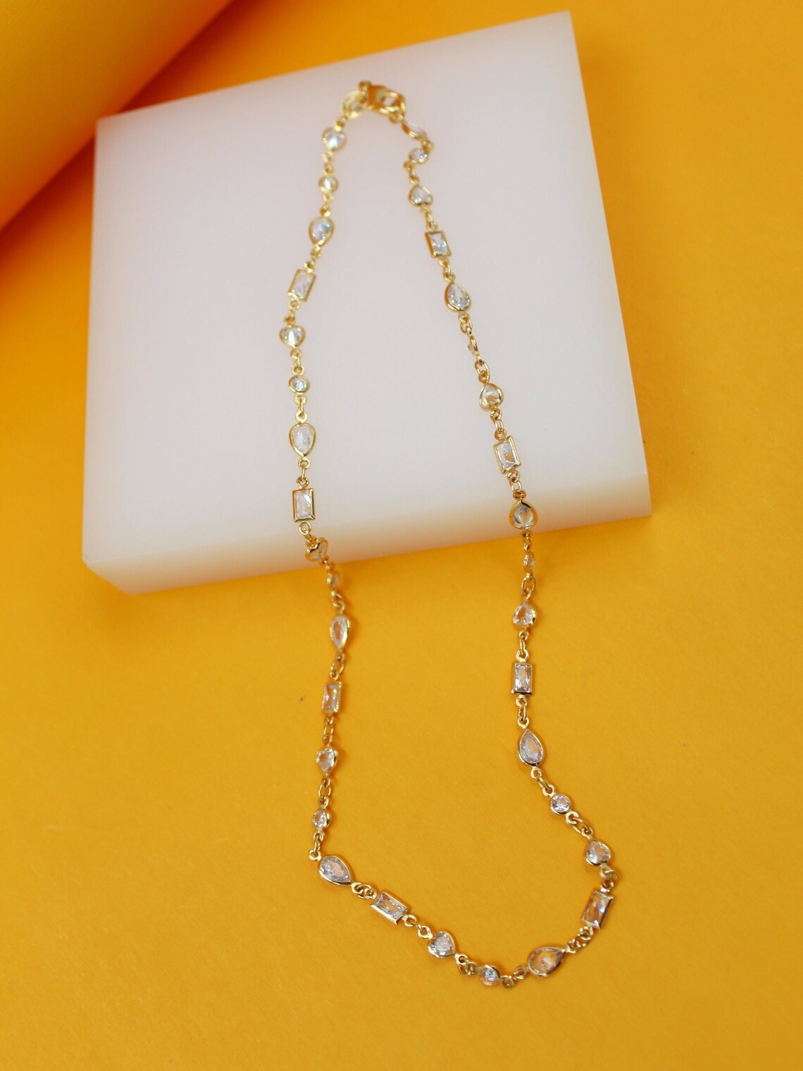 Clear CZ Stone Shape Mix Charm Necklace (I503)(H148) MIA Jewelry
