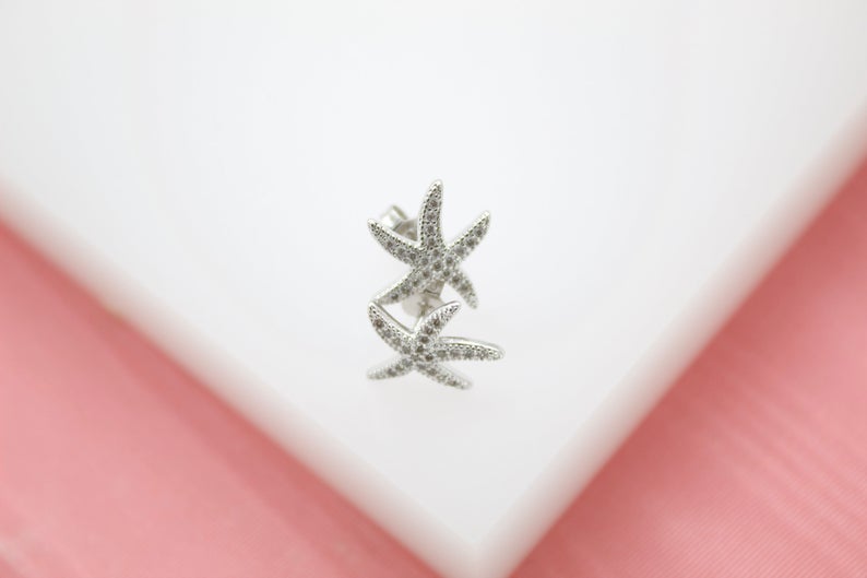 18K Gold Filled CZ Cubic Zirconia Star Fish Earring (K238) MIA Jewelry
