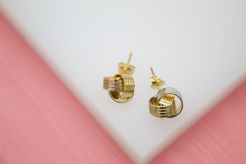 18K Gold Filled Wire Knot Rings Stud Earrings MIA Jewelry
