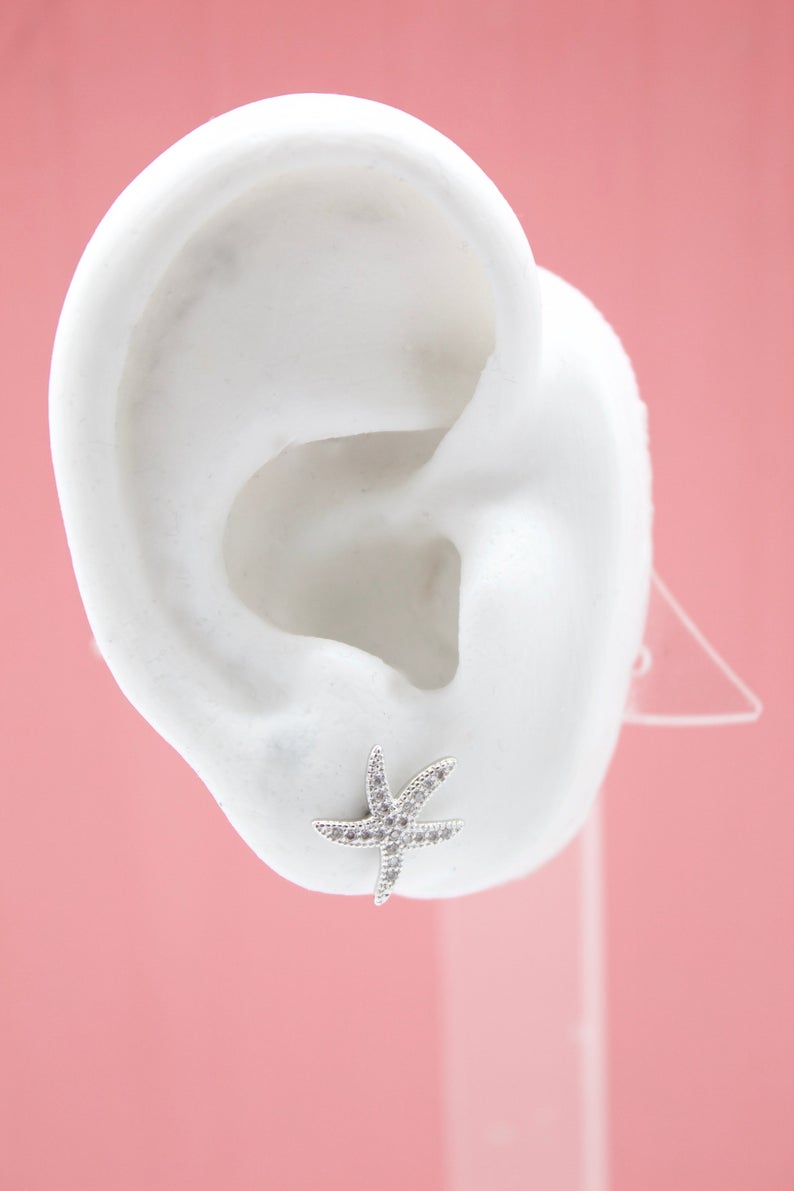 18K Gold Filled CZ Cubic Zirconia Star Fish Earring (K238) MIA Jewelry