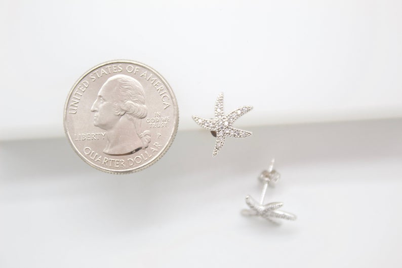 18K Gold Filled CZ Cubic Zirconia Star Fish Earring (K238) MIA Jewelry