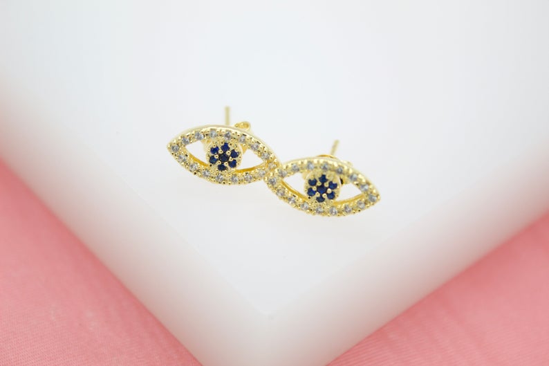 18K Gold Filled Evil Eye Red, Blue, Purple Stud Earrings (L1) MIA Jewelry