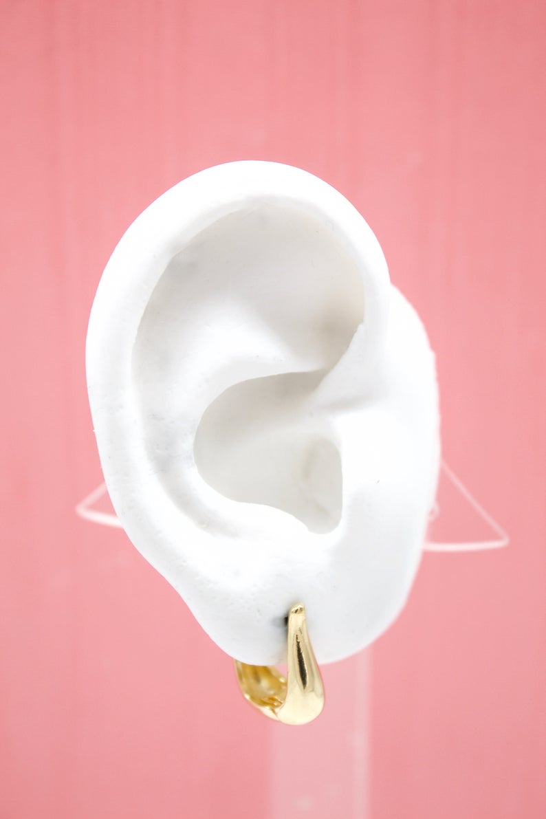 18K Gold Filled Earrings U Shaped Earrings Thick Linked Hoops Minimalist Trendy Huggies Earrings (L74A) MIA Jewelry