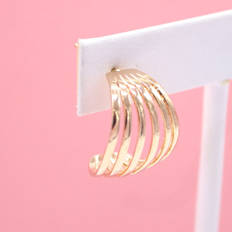 18K Gold Filled Striped Design Stud Earring (L26) MIA Jewelry