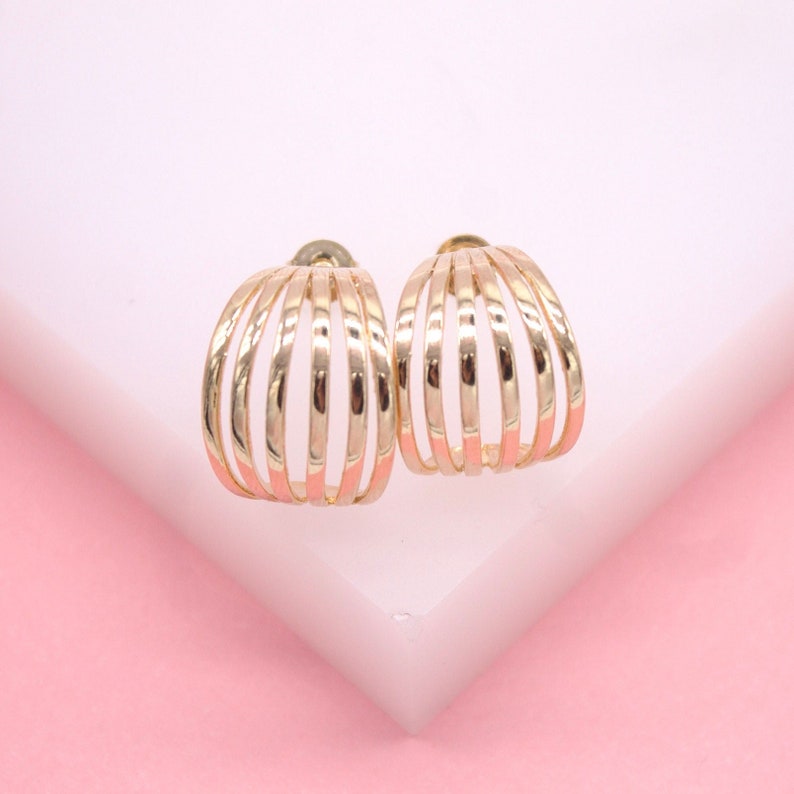 18K Gold Filled Striped Design Stud Earring (L26) MIA Jewelry