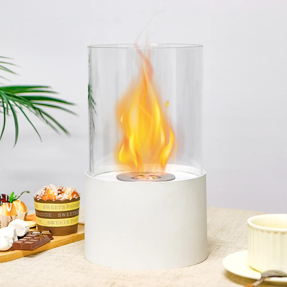 11.4"H  Round Portable Tabletop Fireplace(white) JHY DESIGN
