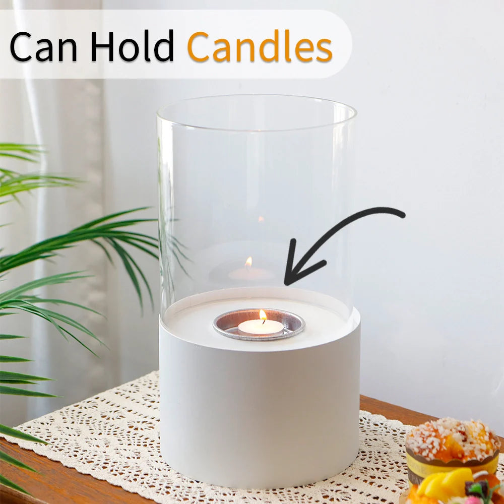 11.4"H  Round Portable Tabletop Fireplace(white) JHY DESIGN