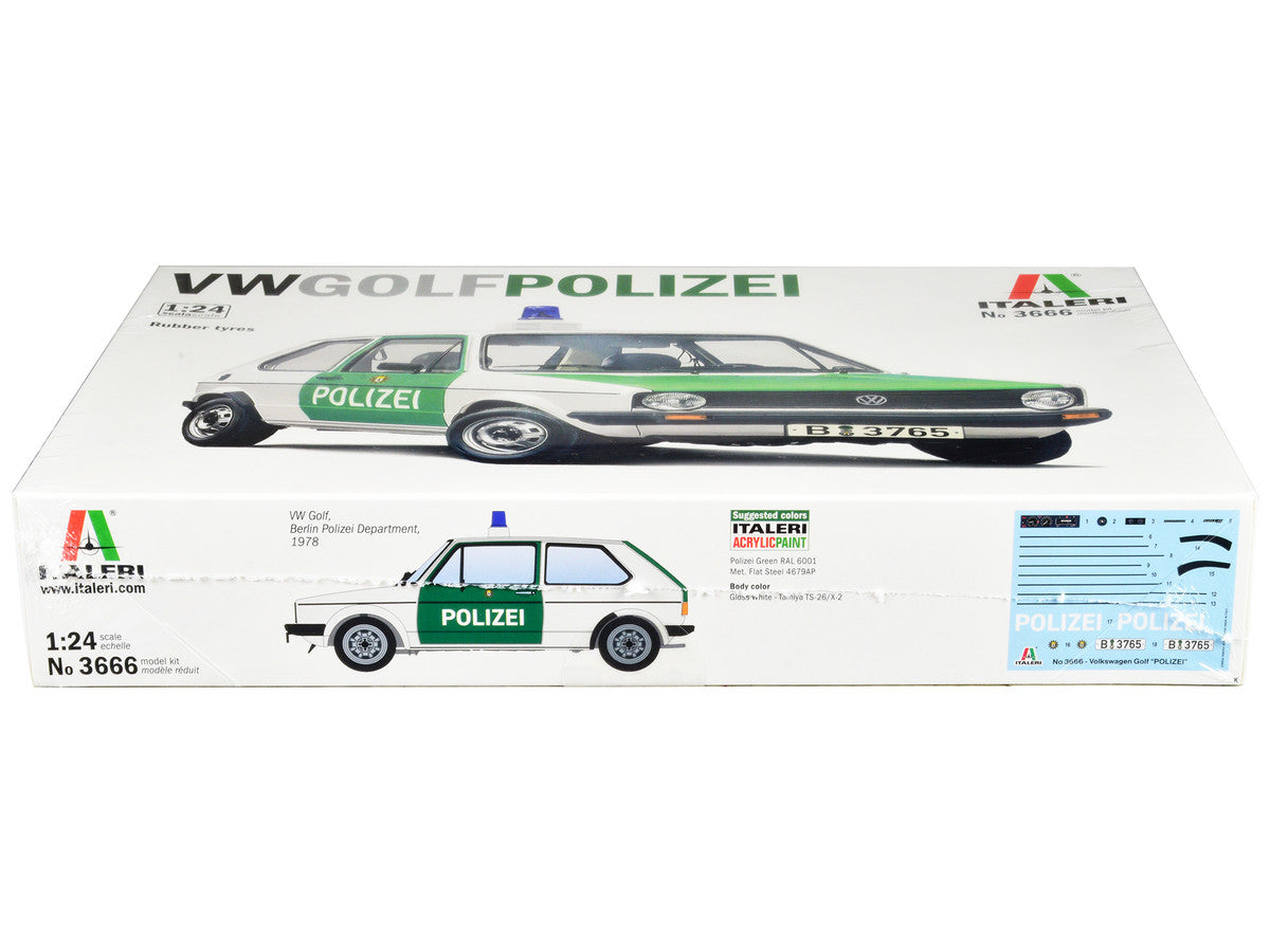 Skill 3 Model Kit 1978 Volkswagen Golf "Berlin Polizei (Police) Department" 1/24 Scale Model by Italeri Italeri