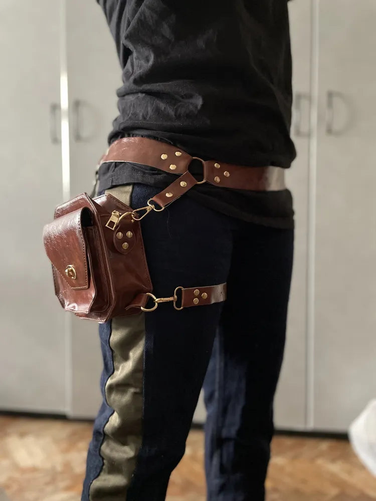 Steampunk Retro PU Waist Bag for Women