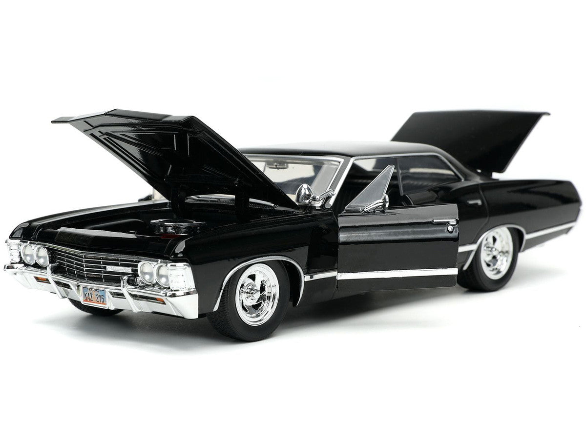 1967 Chevrolet Impala SS Sport Sedan Black and Dean Winchester Diecast Figurine "Supernatural" (2005-2020) TV Series "Hollywood Rides" Series 1/24 Diecast Model Car by Jada Jada