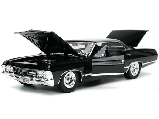 1967 Chevrolet Impala SS Sport Sedan Black and Dean Winchester Diecast Figurine "Supernatural" (2005-2020) TV Series "Hollywood Rides" Series 1/24 Diecast Model Car by Jada Jada