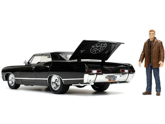 1967 Chevrolet Impala SS Sport Sedan Black and Dean Winchester Diecast Figurine "Supernatural" (2005-2020) TV Series "Hollywood Rides" Series 1/24 Diecast Model Car by Jada Jada