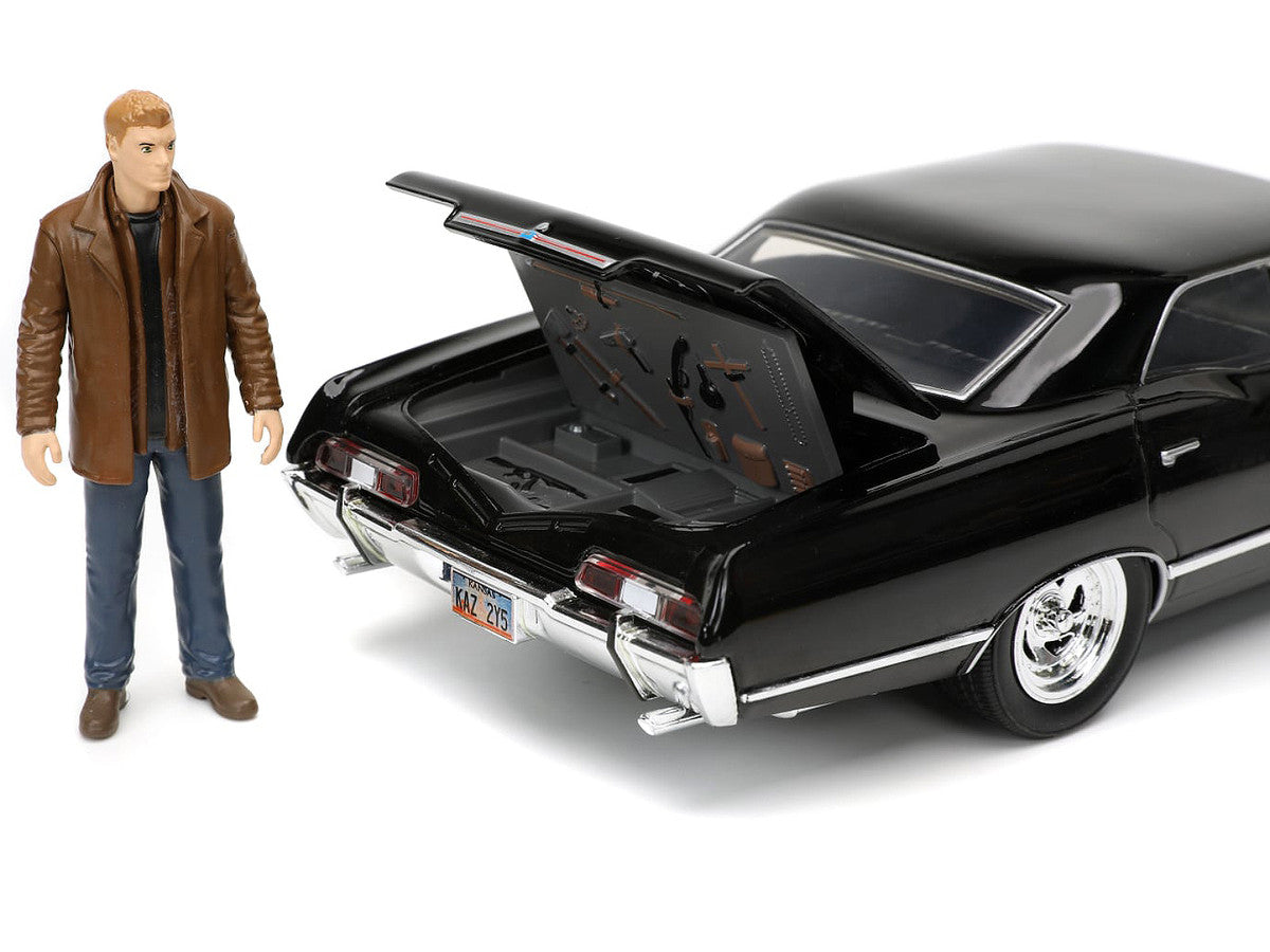 1967 Chevrolet Impala SS Sport Sedan Black and Dean Winchester Diecast Figurine "Supernatural" (2005-2020) TV Series "Hollywood Rides" Series 1/24 Diecast Model Car by Jada Jada