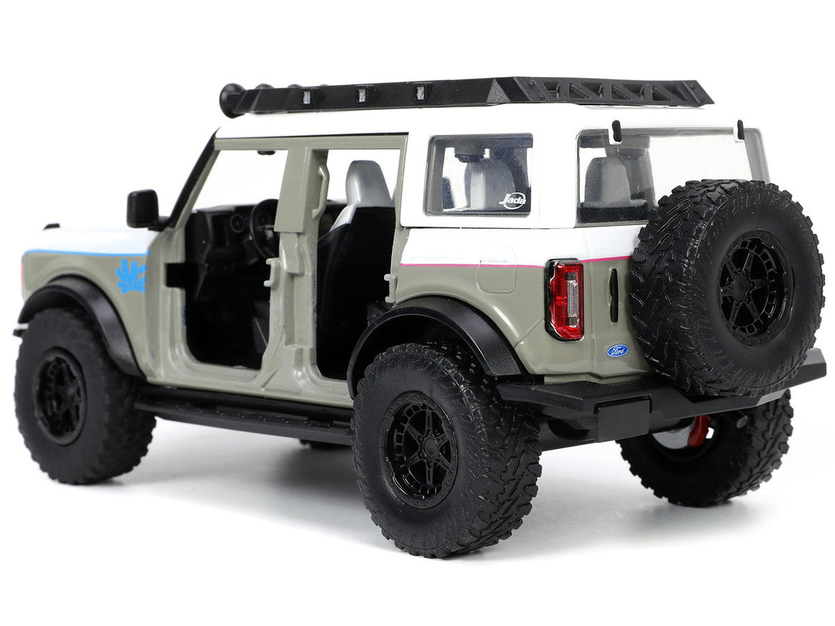 2021 Ford Bronco Gray and White with Matt Black Hood with Roof Rack "M2 Motoring" "Just Trucks" Series 1/24 Diecast Model Car by Jada Jada