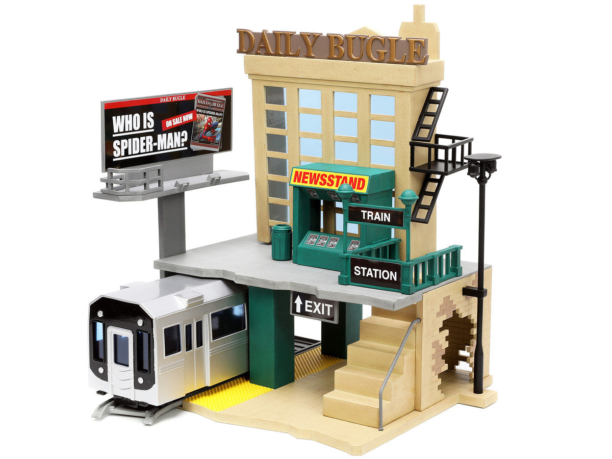 "Daily Bugle" and Subway Diorama Set with Spider-Man and J. Jonah Jameson Diecast Figures "Marvel's Spider-Man" "Nano Scene" Series Models by Jada Jada