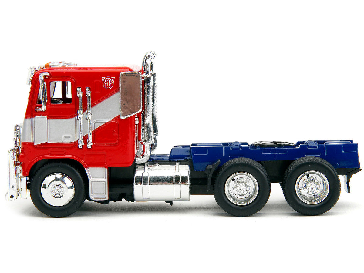 Optimus Prime Tractor Truck Red and Blue with Silver Stripes "Transformers: Rise of the Beasts" (2023) Movie "Hollywood Rides" Series 1/32 Diecast Model Car by Jada Jada