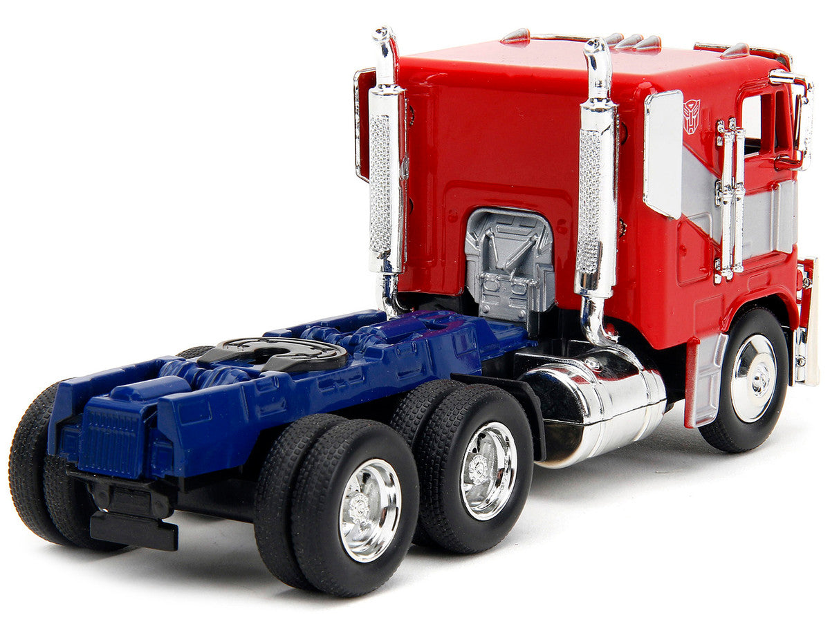 Optimus Prime Tractor Truck Red and Blue with Silver Stripes "Transformers: Rise of the Beasts" (2023) Movie "Hollywood Rides" Series 1/32 Diecast Model Car by Jada Jada