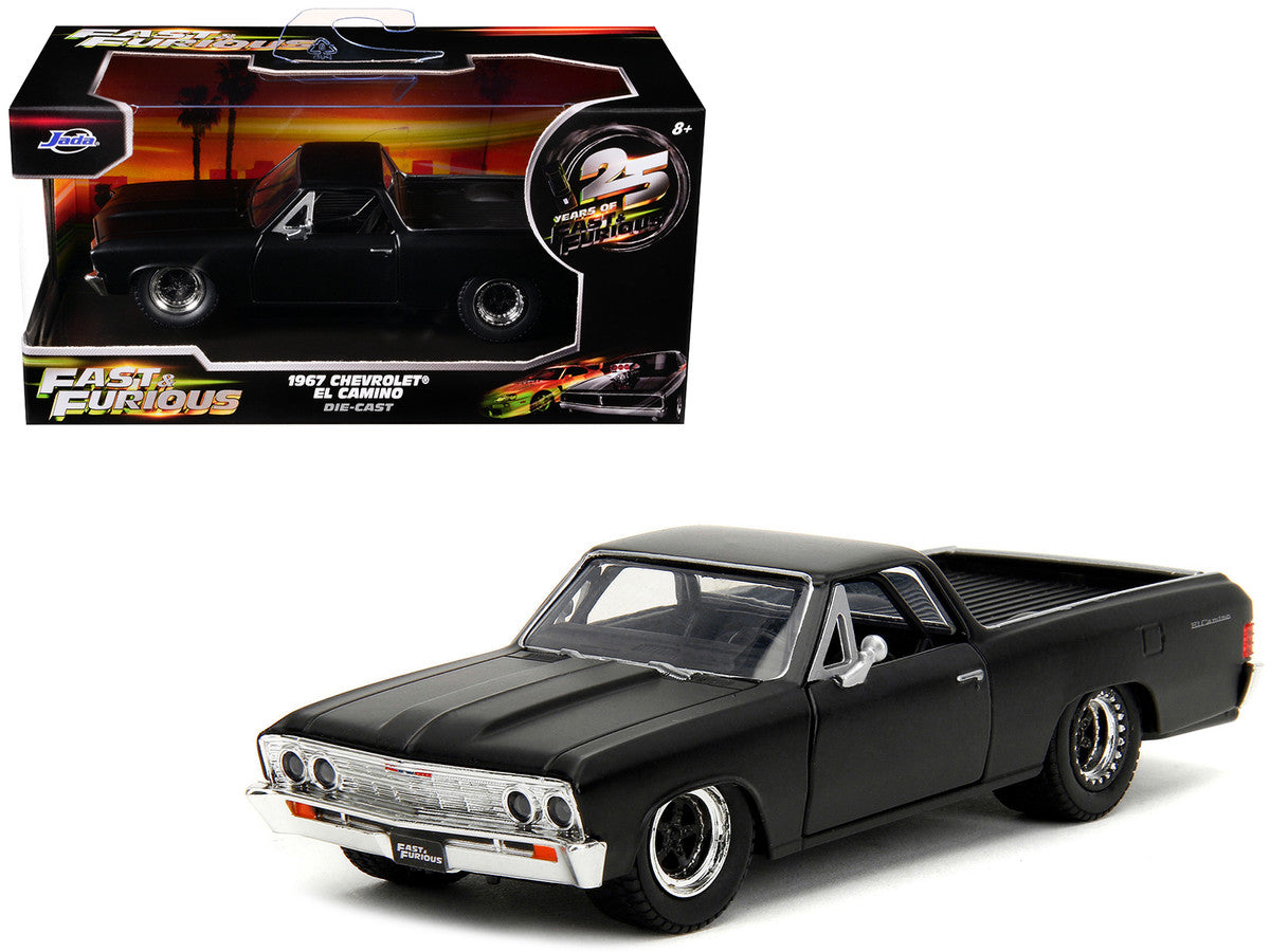 1967 Chevrolet El Camino Matt Black "Fast & Furious" Series 1/32 Diecast Model Car by Jada Jada