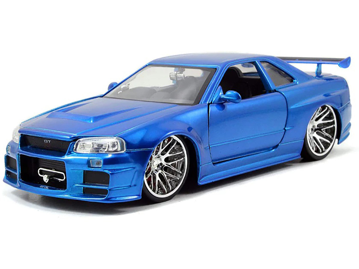 Brian's Nissan GTR Skyline R34 RHD (Right Hand Drive) Blue 25th Anniversary "Fast & Furious" Movie 1/24 Diecast Model Car by Jada Jada