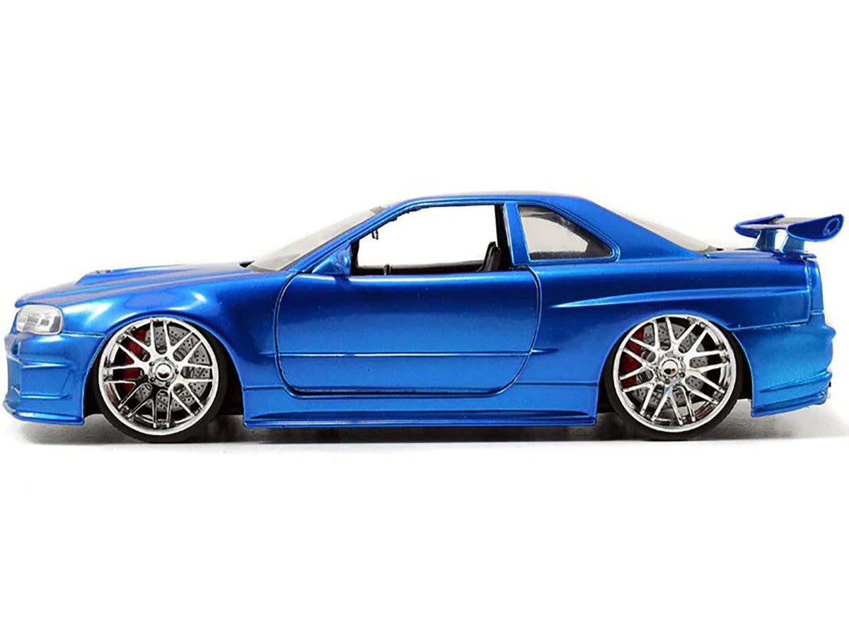 Brian's Nissan GTR Skyline R34 RHD (Right Hand Drive) Blue 25th Anniversary "Fast & Furious" Movie 1/24 Diecast Model Car by Jada Jada