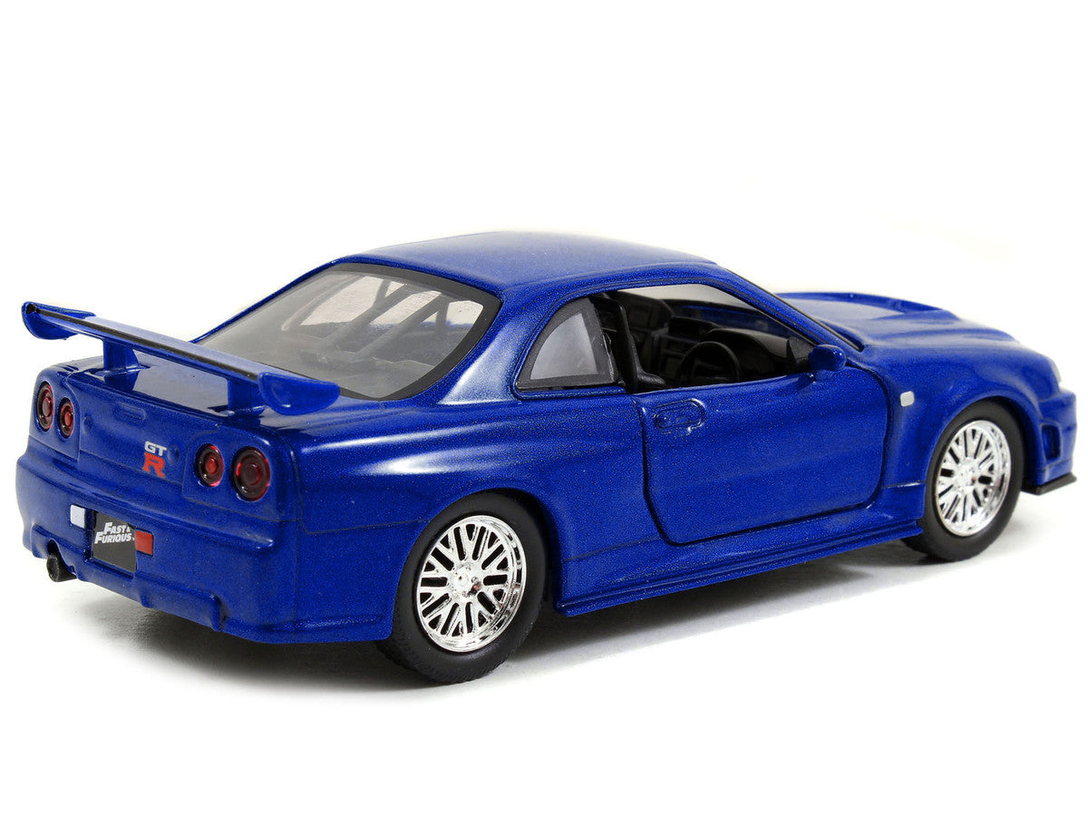 Brian's Nissan Skyline GT-R (R34) RHD (Right Hand Drive) Blue Metallic "Fast & Furious" (2009) Movie "25 Years of Fast & Furious" Series 1/32 Diecast Model Car by Jada Jada