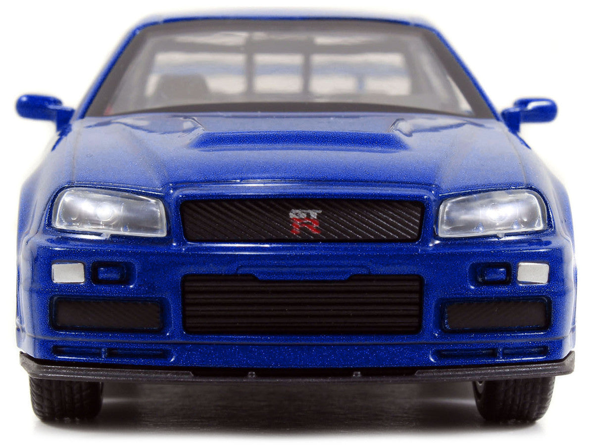 Brian's Nissan Skyline GT-R (R34) RHD (Right Hand Drive) Blue Metallic "Fast & Furious" (2009) Movie "25 Years of Fast & Furious" Series 1/32 Diecast Model Car by Jada Jada