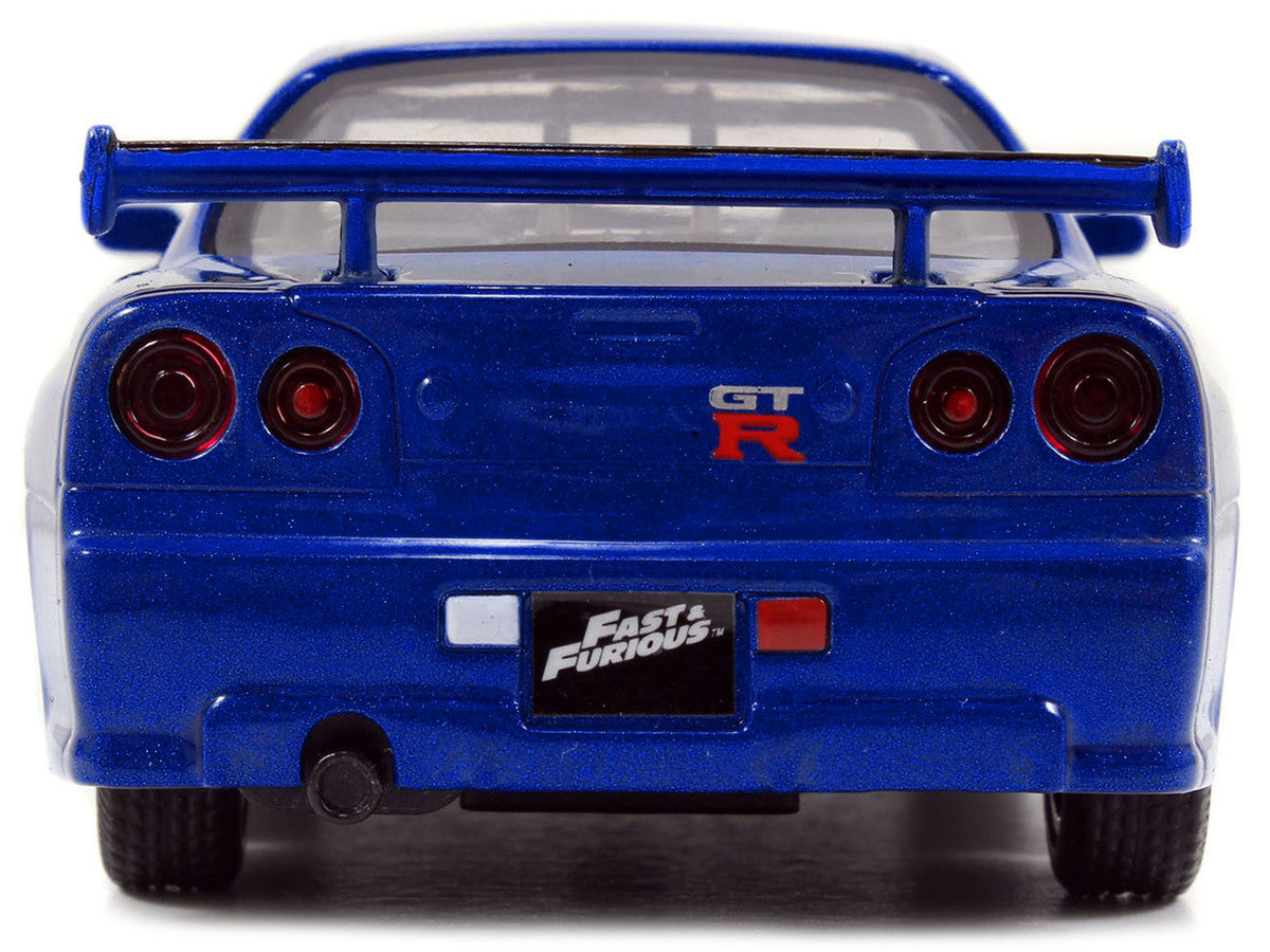 Brian's Nissan Skyline GT-R (R34) RHD (Right Hand Drive) Blue Metallic "Fast & Furious" (2009) Movie "25 Years of Fast & Furious" Series 1/32 Diecast Model Car by Jada Jada